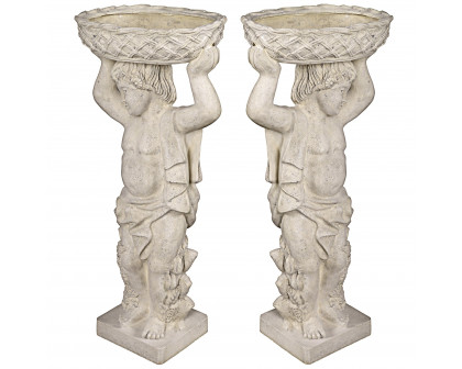 Toscano - Set of 2 Young Bacchus Garden Statues with Basket Planters