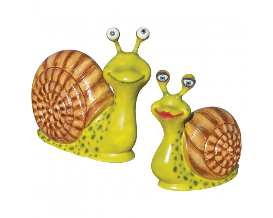 Toscano - Set of 2 Madame Monsieur Escargot Enormous Garden Snail Statues