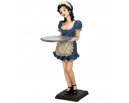 Toscano - Genevieve the Buxom French Maid Sculptural Pedestal Table in Designer Resin