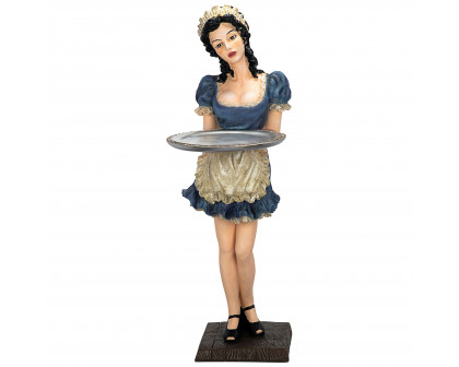 Toscano - Genevieve the Buxom French Maid Sculptural Pedestal Table in Designer Resin