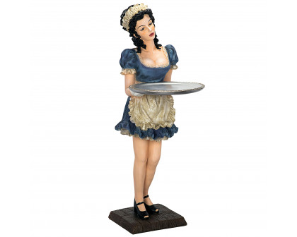 Toscano - Genevieve the Buxom French Maid Sculptural Pedestal Table in Designer Resin