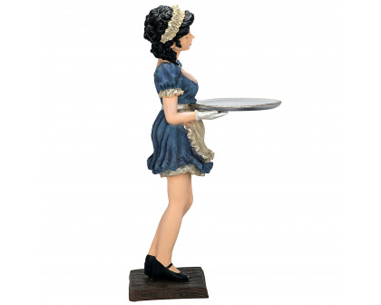 Toscano - Genevieve the Buxom French Maid Sculptural Pedestal Table in Designer Resin