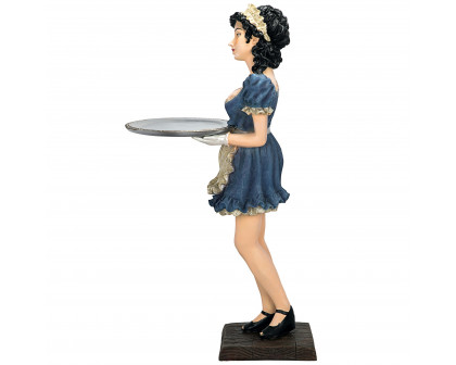 Toscano - Genevieve the Buxom French Maid Sculptural Pedestal Table in Designer Resin