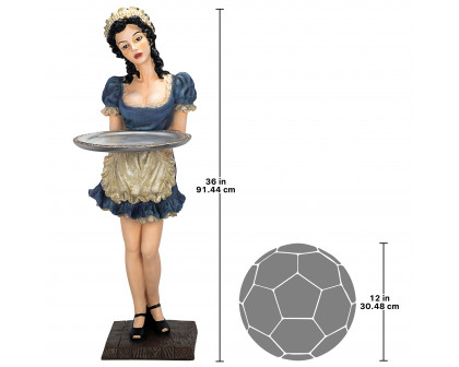 Toscano - Genevieve the Buxom French Maid Sculptural Pedestal Table in Designer Resin