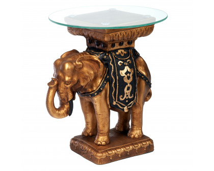 Toscano - Maharajah Elephant Sculptural Table in Black/Gold, Designer Resin