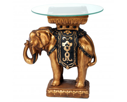 Toscano - Maharajah Elephant Sculptural Table in Black/Gold, Designer Resin