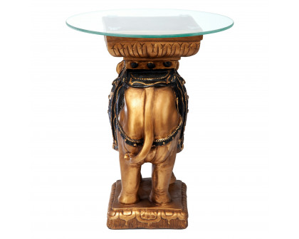 Toscano - Maharajah Elephant Sculptural Table in Black/Gold, Designer Resin