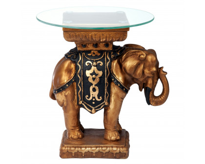 Toscano - Maharajah Elephant Sculptural Table in Black/Gold, Designer Resin