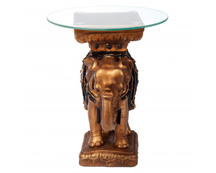 Toscano - Maharajah Elephant Sculptural Table in Black/Gold, Designer Resin