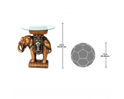 Toscano - Maharajah Elephant Sculptural Table in Black/Gold, Designer Resin