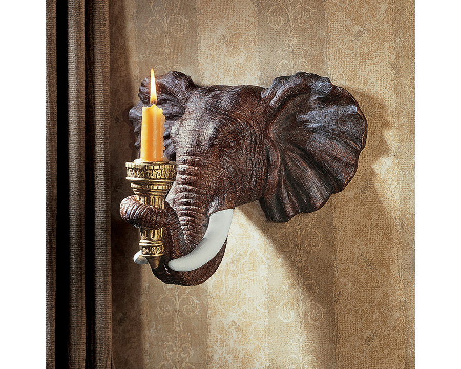 Toscano Elephant Sculptural Wall Candle Sconce