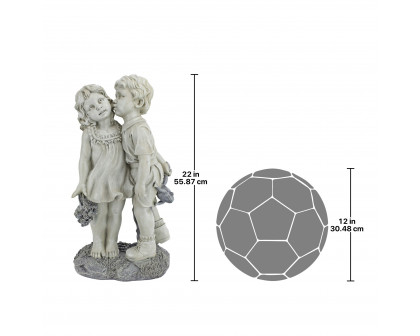 Toscano - Young Sweethearts Kissing Children Garden Statue