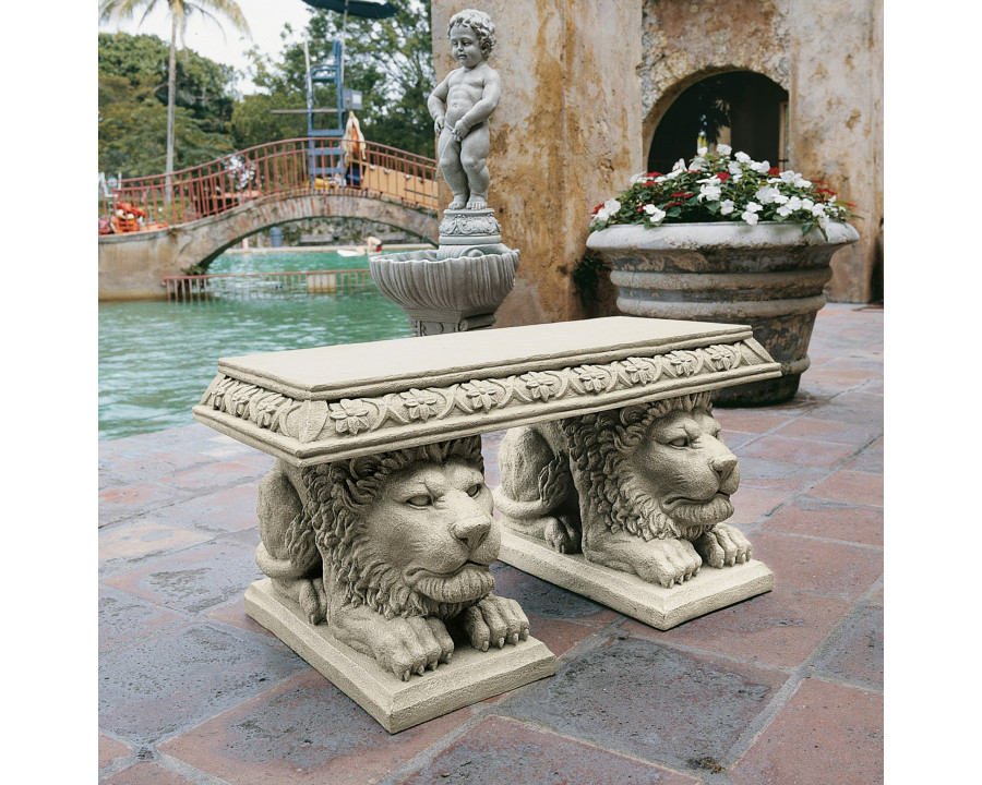 Toscano - Grand Lion of Saint John Square Sculptural Bench