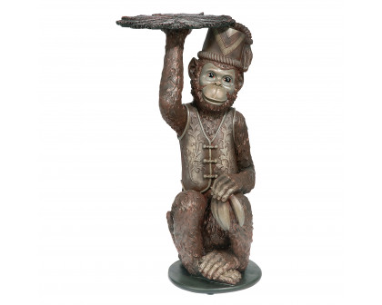 Toscano - Moroccan Monkey Butler Sculptural Pedestal Table in Designer Resin