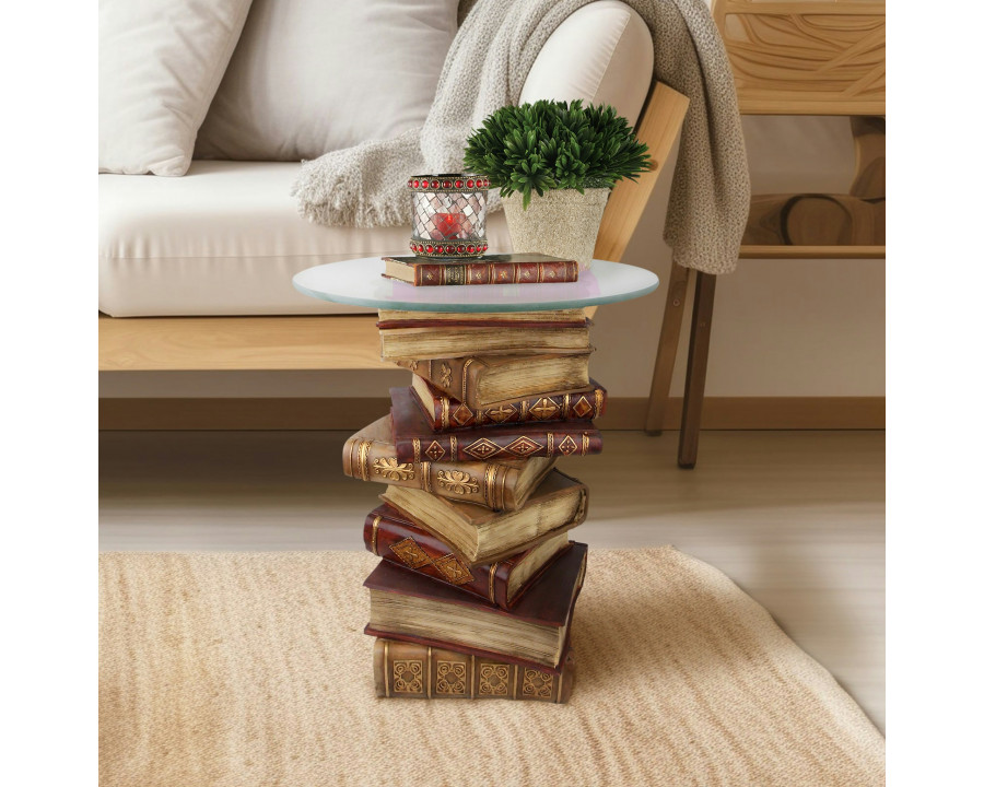 Toscano - Power of Books Sculptural Side Table in Designer Resin