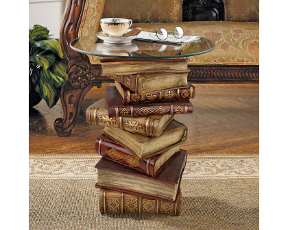 Toscano - Power of Books Sculptural Side Table in Designer Resin