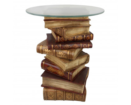 Toscano - Power of Books Sculptural Side Table in Designer Resin