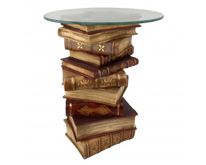 Toscano - Power of Books Sculptural Side Table in Designer Resin