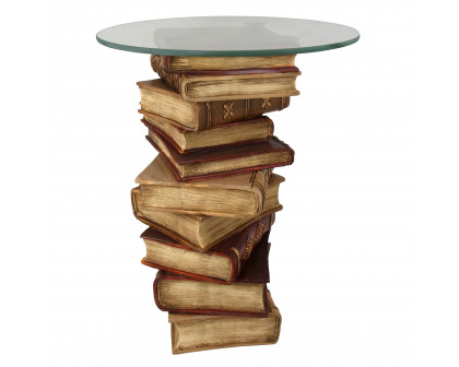 Toscano - Power of Books Sculptural Side Table in Designer Resin