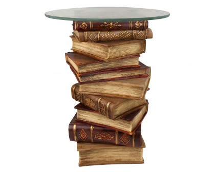 Toscano - Power of Books Sculptural Side Table in Designer Resin