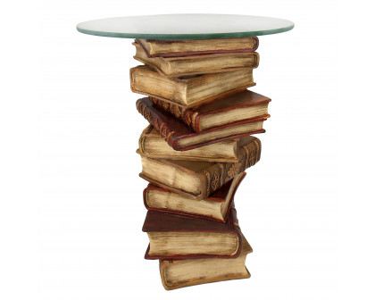 Toscano - Power of Books Sculptural Side Table in Designer Resin