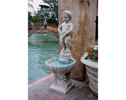 Toscano - The Peeing Boy of Brussels Sculptural Fountain with Plinth Base