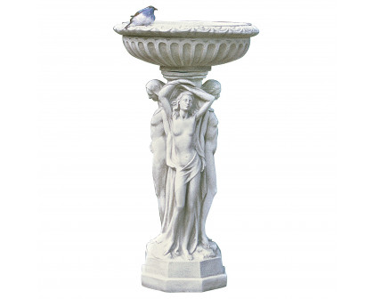 Toscano - Column of the Maenads Pedestal Font Birdbath