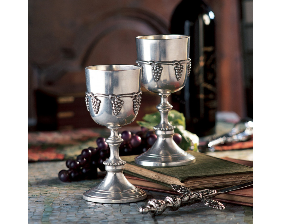 Toscano - Set of 2 Italian Grape Harvest Goblets in Pewter