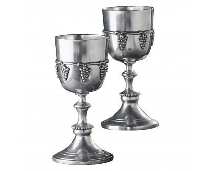 Toscano - Set of 2 Italian Grape Harvest Goblets in Pewter