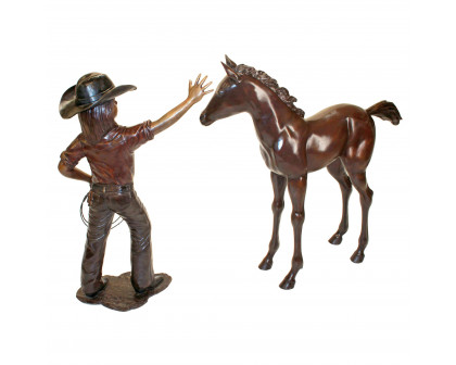 Toscano - Rodeo Dreams Cowgirl with Horse Garden Statue