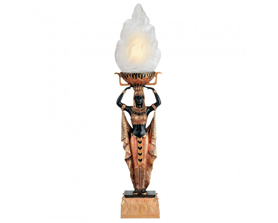 Toscano - Egyptian Torch Offering Table Lamp in Black/Gold, Designer Resin