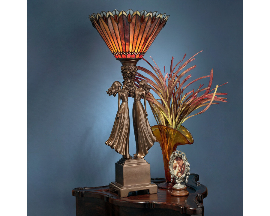 Toscano - Twin Flower Maidens Lamp in Stained Glass