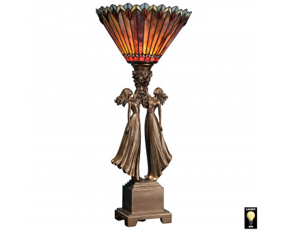 Toscano - Twin Flower Maidens Lamp in Stained Glass