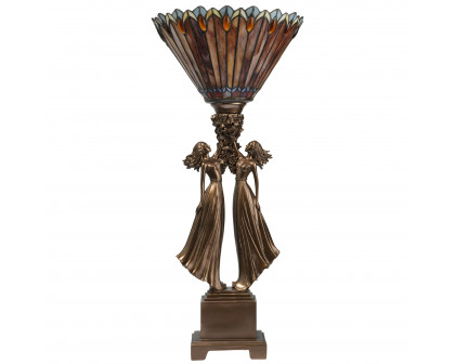 Toscano - Twin Flower Maidens Lamp in Stained Glass