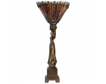 Toscano - Twin Flower Maidens Lamp in Stained Glass