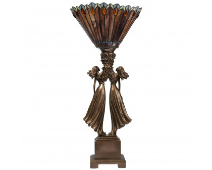 Toscano - Twin Flower Maidens Lamp in Stained Glass