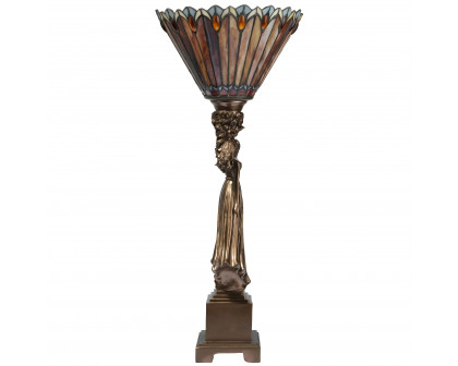 Toscano - Twin Flower Maidens Lamp in Stained Glass