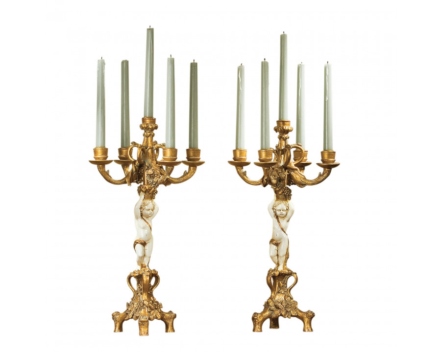 Toscano - Set of 2 The Cherub Harvest Candelabra