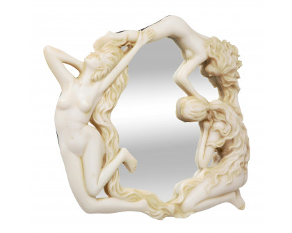 Toscano - Dance of the Nymphs Sculptural Wall Mirror in Ancient Ivory, Designer Resin