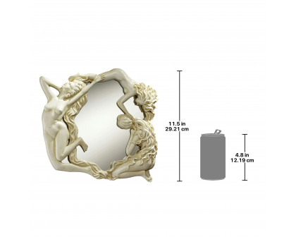 Toscano - Dance of the Nymphs Sculptural Wall Mirror in Ancient Ivory, Designer Resin