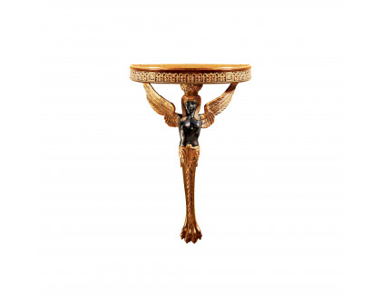 Toscano - Egyptian Winged Caryatid Sculptural Wall Shelf in Black/Gold, Designer Resin