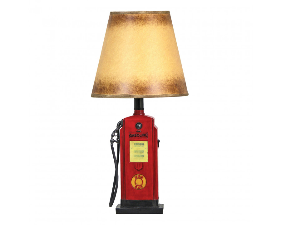 Toscano - Retro Gasoline Pump Table Lamp in Designer Resin