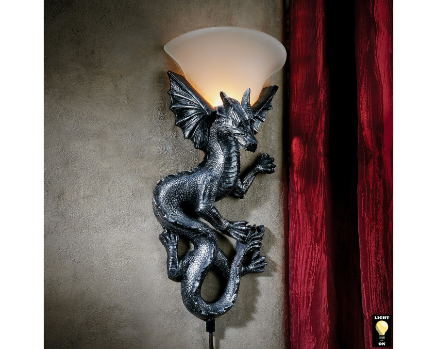 Toscano - Heraldic Dragon of Ravenscraig Castle Lighted Wall Sconce