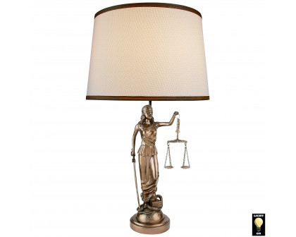 Toscano - Blind Justice Greek Goddess of Law Table Lamp in Bronze, Designer Resin