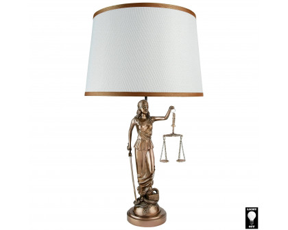 Toscano - Blind Justice Greek Goddess of Law Table Lamp in Bronze, Designer Resin