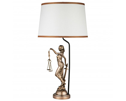 Toscano - Blind Justice Greek Goddess of Law Table Lamp in Bronze, Designer Resin