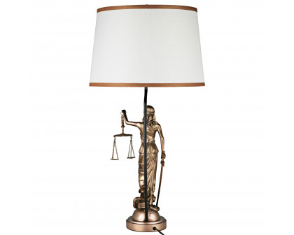 Toscano - Blind Justice Greek Goddess of Law Table Lamp in Bronze, Designer Resin