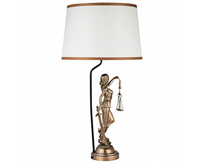 Toscano - Blind Justice Greek Goddess of Law Table Lamp in Bronze, Designer Resin