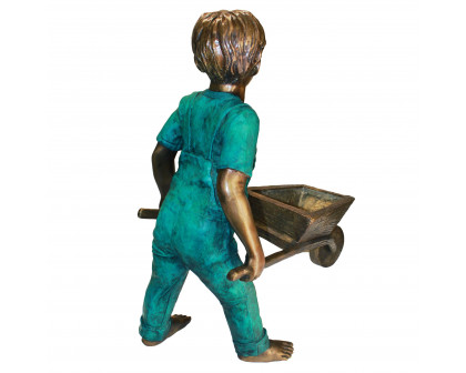 Toscano - Wheelbarrow Willie Garden Boy Garden Statue