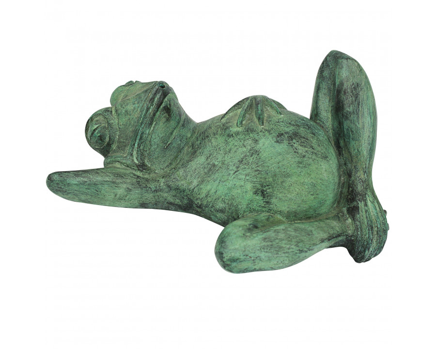 Toscano - Spitting Lazy Frog Emerald Verde Garden Statue